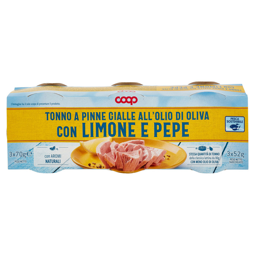 TONNO AROMATIZZATO CON LIMONE E PEPE LATTINA COOP LATTINA G 70X3 - 2