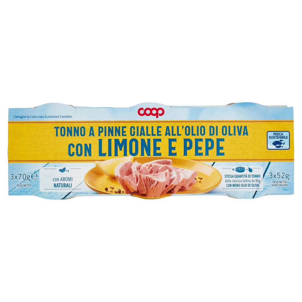 TONNO AROMATIZZATO CON LIMONE E PEPE LATTINA COOP LATTINA G 70X3 - 3