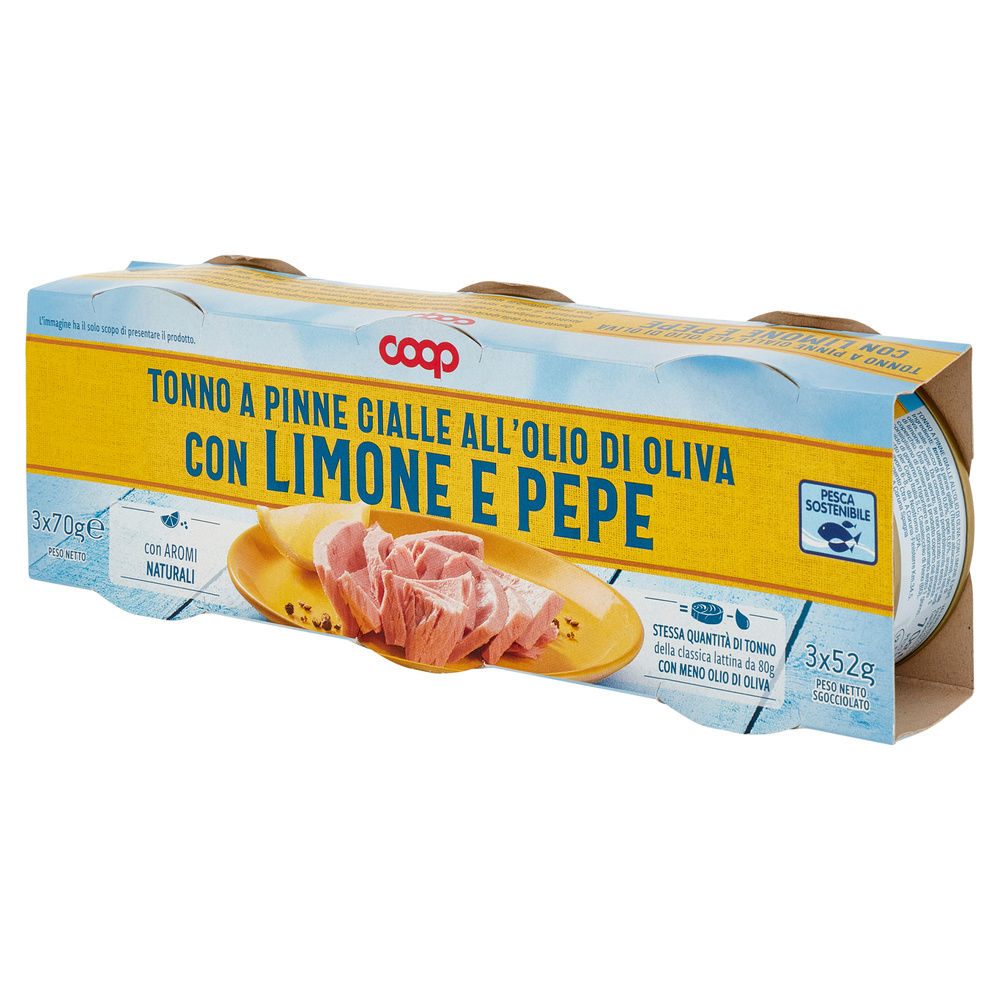 TONNO AROMATIZZATO CON LIMONE E PEPE LATTINA COOP LATTINA G 70X3 - 8