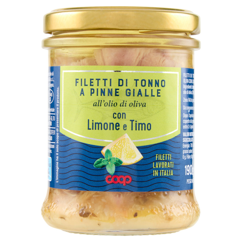 FILETTI DI TONNO YF CON LIMONE E TIMO COOP G 190 - 0