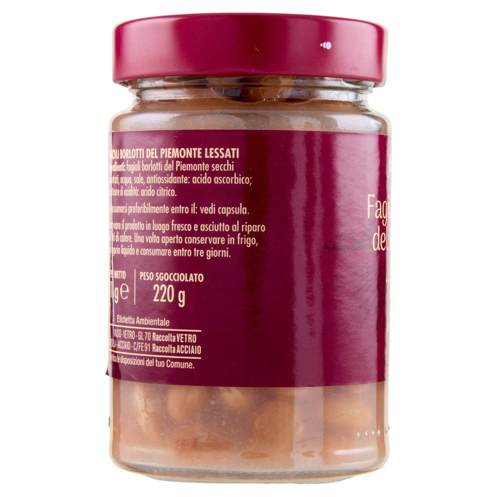 FAGIOLI BORLOTTI DEL PIEMONTE FIOR FIORE COOP VASO VETRO G 310 SG G 220 - 2