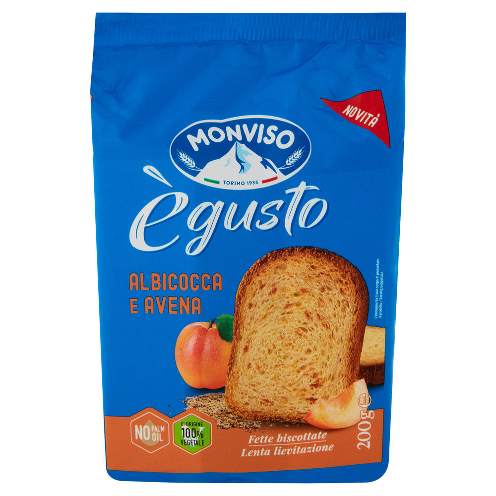 FETTE BISCOTTATE E' GUSTO ALBICOCCA E AVENA  MONVISO, G 200 - 2