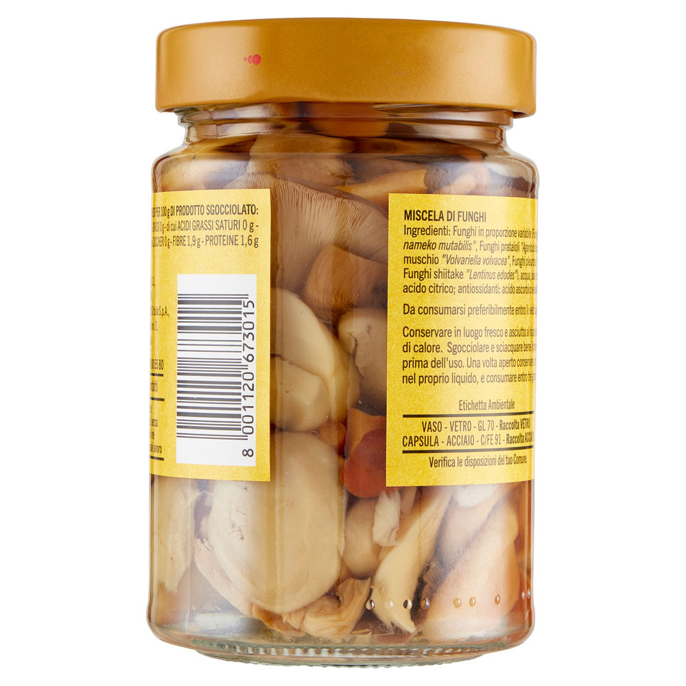 MIX DI FUNGHI IN SALAMOIA COOP VASO VETRO G 280 PESO SGOCCIOLATO G 180 - 1