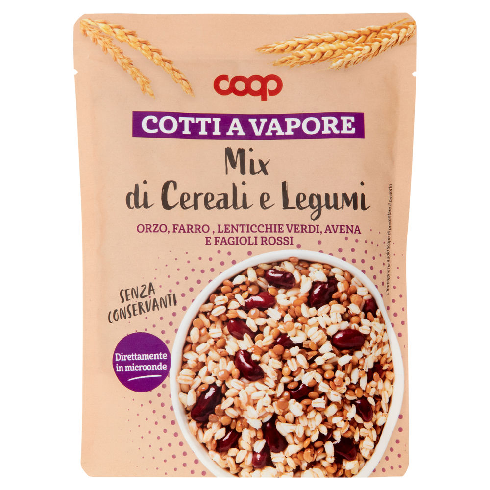 MIX ORZO FARRO LENTICCHIE AVENA FAGIOLI ROSSI COTTI A VAPORE COOP G 220 - 0