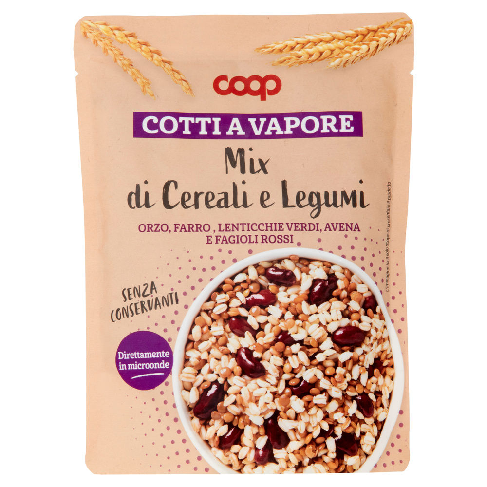 MIX ORZO FARRO LENTICCHIE AVENA FAGIOLI ROSSI COTTI A VAPORE COOP G 220 - 2