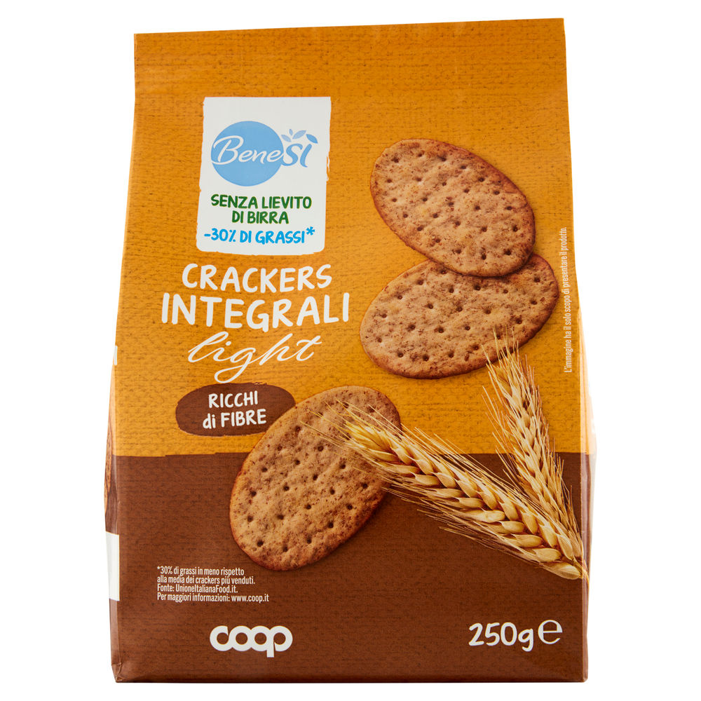 Crackers light integrali (senza lievito e pochi grassi) benesì coopg250