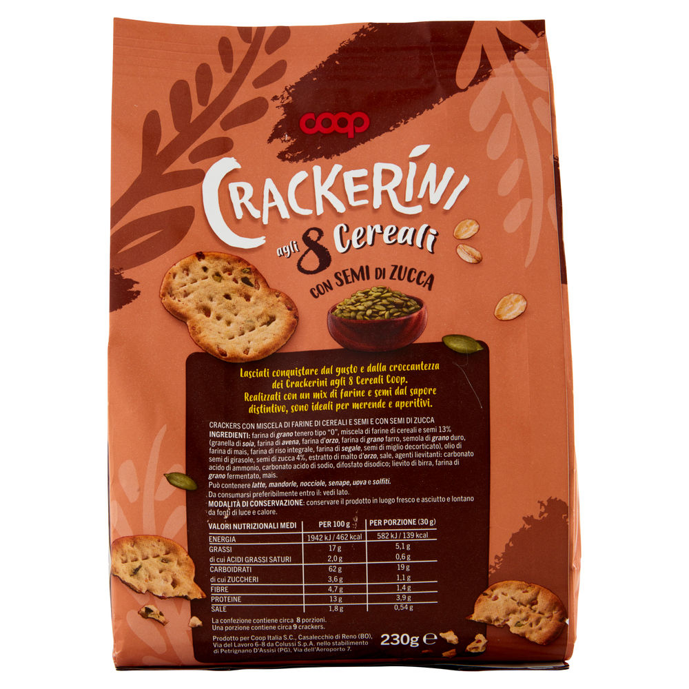 CRACKERINI 8 CEREALI CON SEMI ZUCCA COOP G 230 - 1