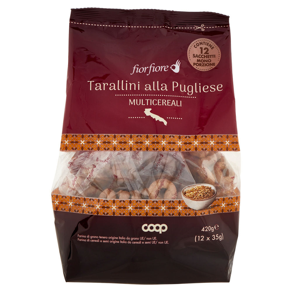 TARALLINI ALLA PUGLIESE MULTICEREALI 12 MONOPORZIONI MPK FIOR FIORE COOP G420 - 2