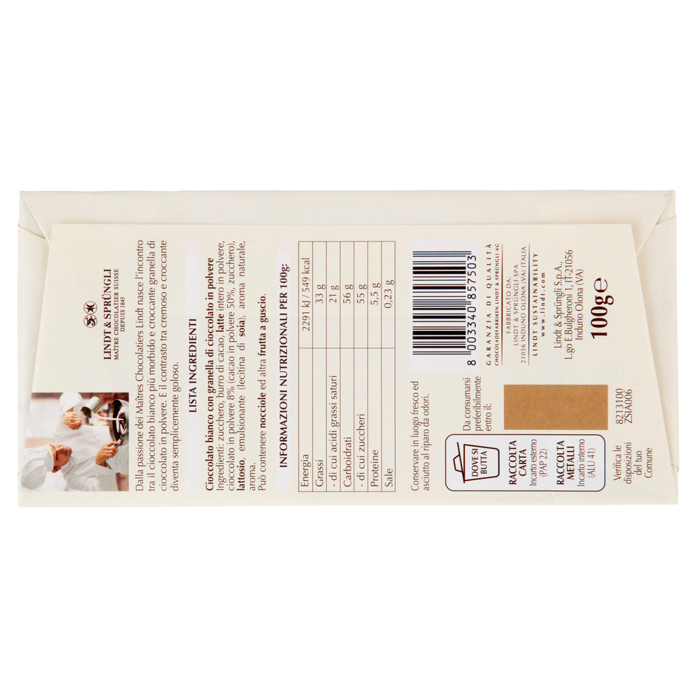 TAVOLETTA GB STRACCIATELLA LINDT G100 - 1