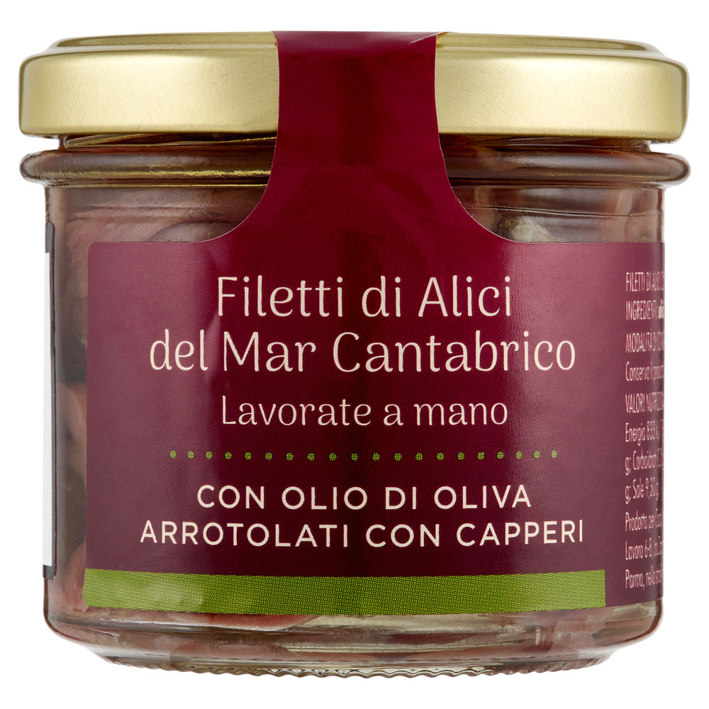 FILETTI DI ALICI DEL CANTABRICO ARROTOLATE CON CAPPERO FIOR FIORE COOP VV G 110 - 0