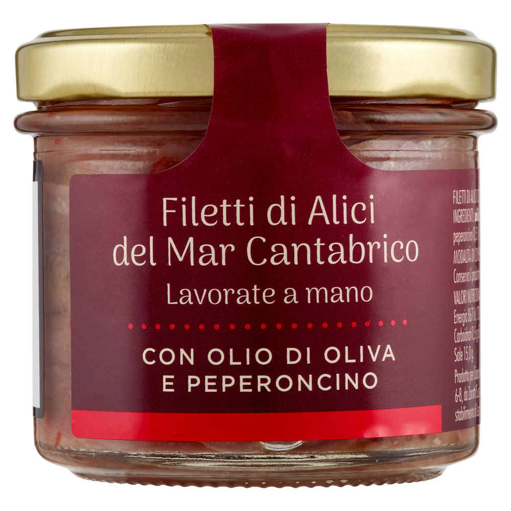 Filetti di alici del cantabrico c/peperoncino fior fiore coop vv g 110