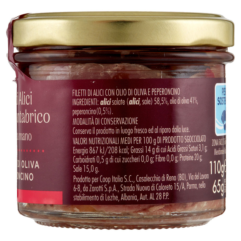 FILETTI DI ALICI DEL CANTABRICO C/PEPERONCINO FIOR FIORE COOP VV G 110 - 5