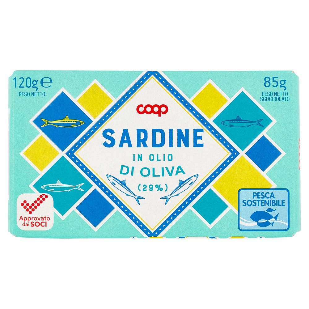 Sardine coop in olio di oliva scatola ap.str.g 120