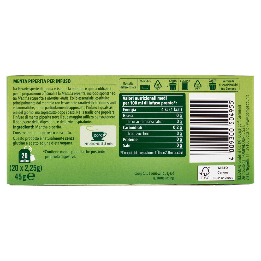 INFUSO DI MENTA PIPERITA  POMPADOUR  SCATOLA 20 FL. G  45 - 5
