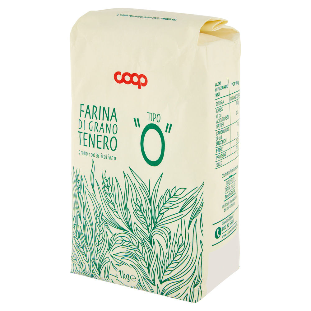 FARINA DI GRANO TENERO TIPO 0 COOP 100% ITA KG.1 - 2