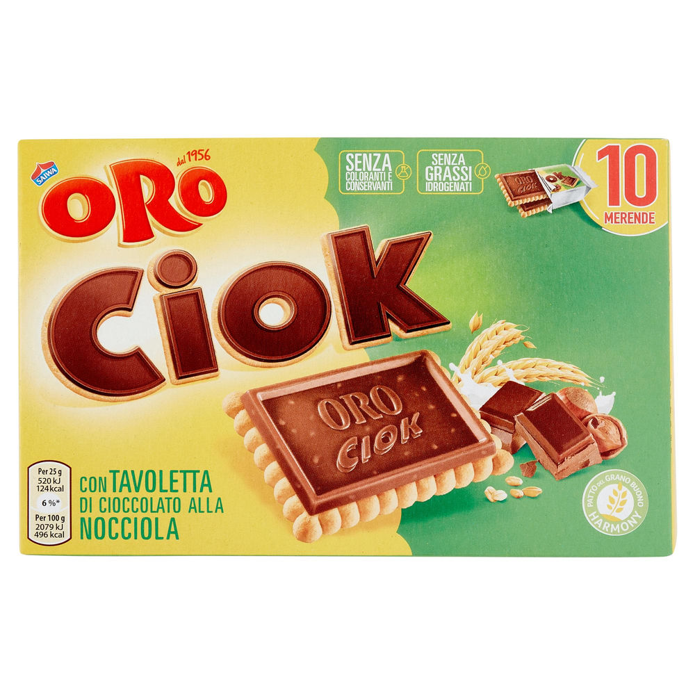 Biscotti oro ciok alla nocciola saiwa  incarto g 250