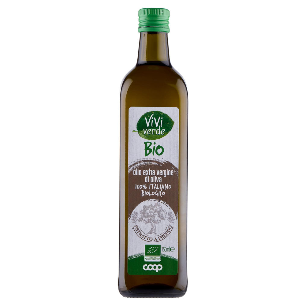 Olio extravergine vivi verde bio coop 100% italiano bottiglia ml.750