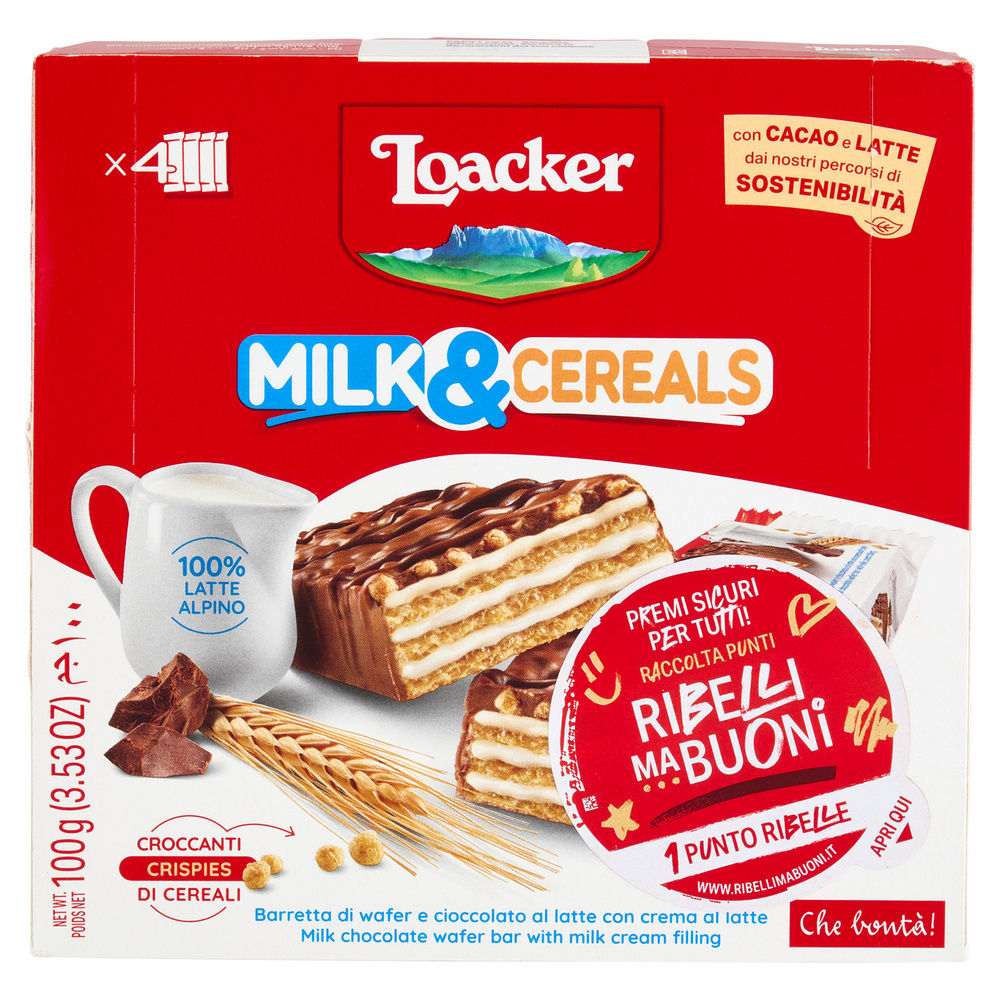 WAFERS MILK&CEREALS  LOACKER PZ. 4 INCARTO GR. 100 - 2