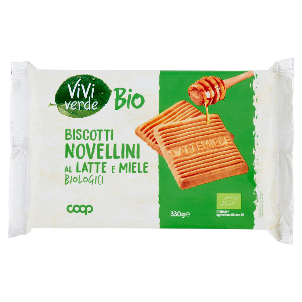 Biscotti novellini al latte e miele bio coop viviverde sacchetto g 330