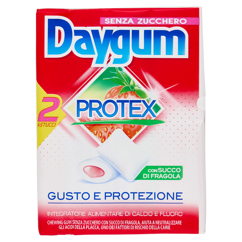 Chewing gum daygum protex fragola perfetti multipack gr 30 x 2 pezzi