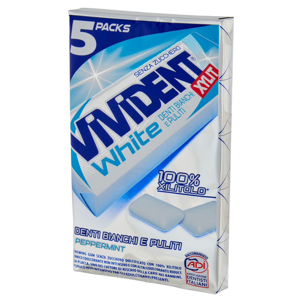 CHEWING GUM VIVIDENT XYLIT WHITE  PERFETTI MULTIPACK PEZZI 5 G 67,5 - 8