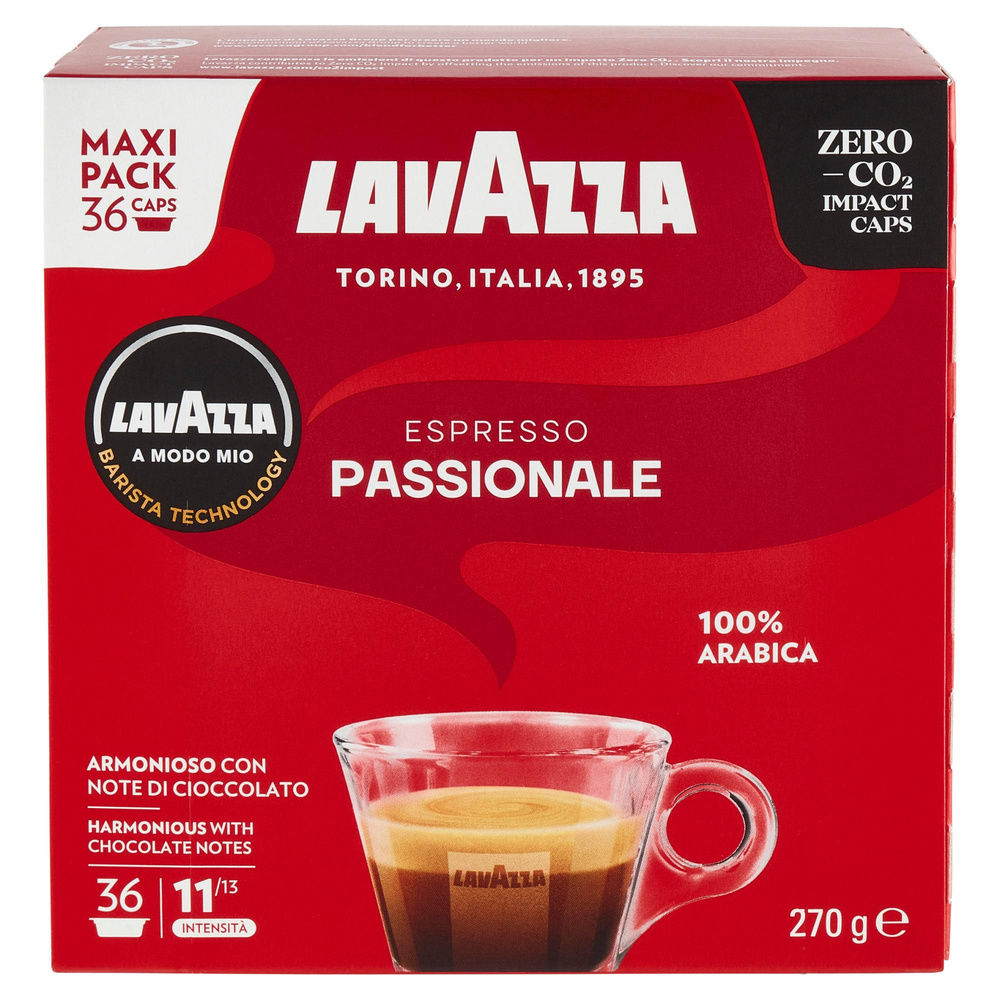 CAFFE'  36 CAPSULE LAVAZZA A MODO MIO ESPRESSO PASSIONALE SCATOLA G 270 - 2