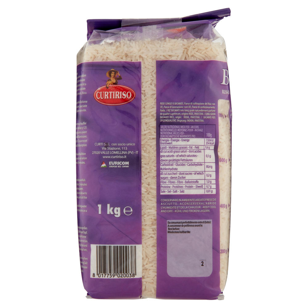 RISO BASMATI CURTIRISO BUSTA  KG 1 - 5