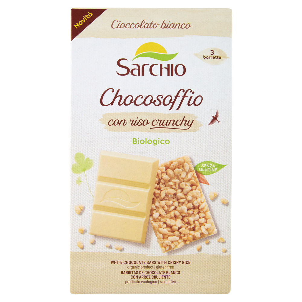 Soffio di riso con cioccolato bianco senza glutine sarchio scatola g 75