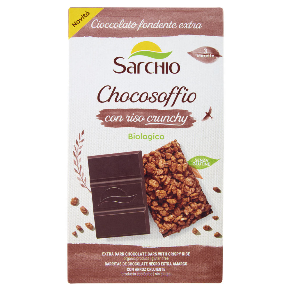 SOFFIO DI RISO CIOCC. FONDENTE EXTRA BIO SENZA GLUTINE SARCHIO SC 75G - 3