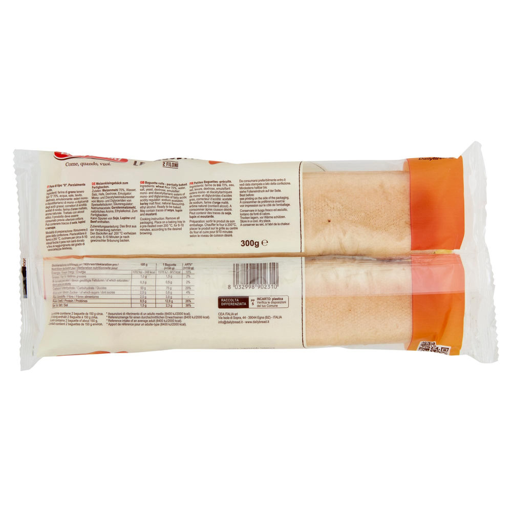 BAGUETTE PRECOTTE DAILY BREAD BUSTA G 2X150 - 1