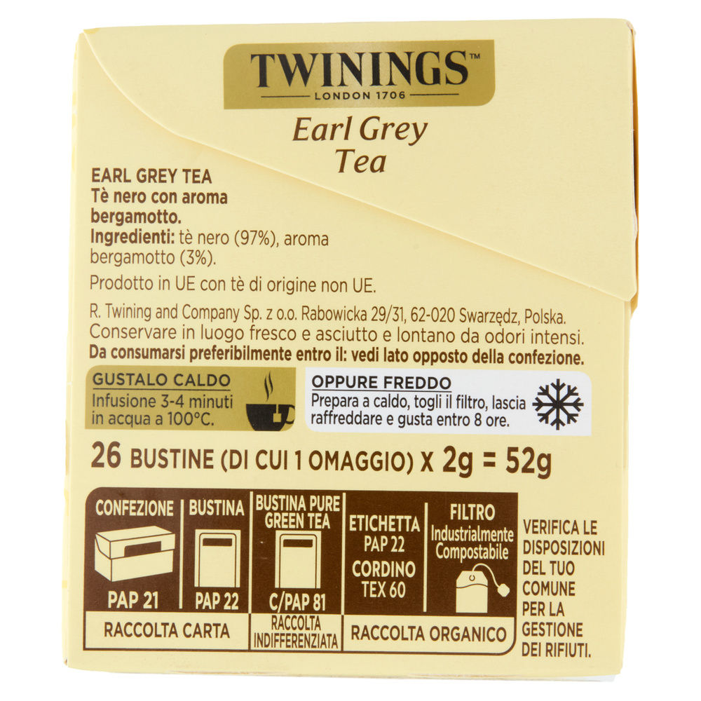 TEA TWININGS EARL GREY SCATOLA 25 FILTRI G 50 - 7