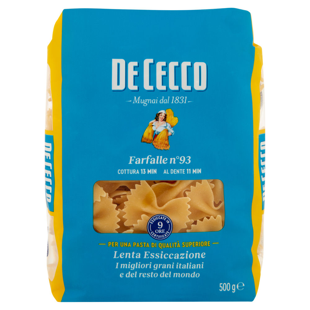 Pasta di semola farfalle n.93 de cecco sacchetto g 500