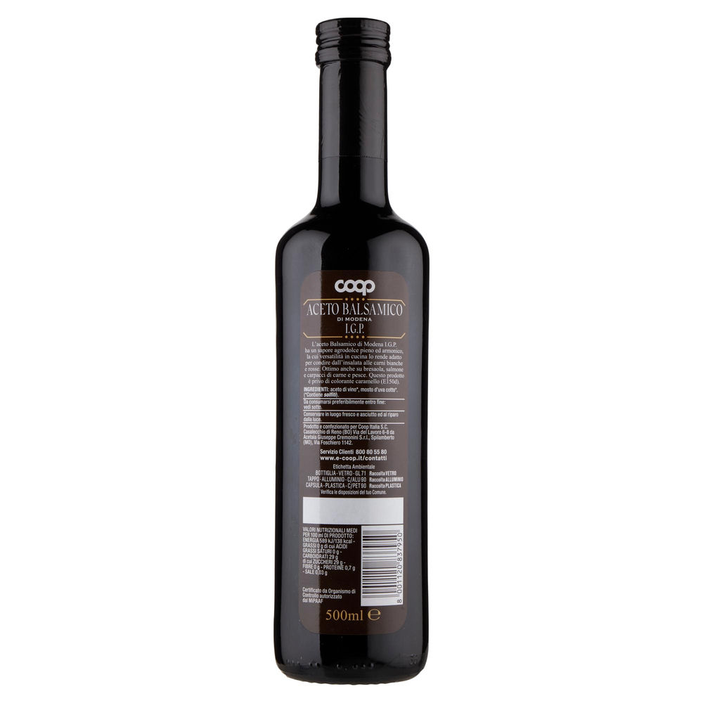 ACETO BALSAMICO DI MODENA IGP COOP BOTTIGLIA 500 ML - 1