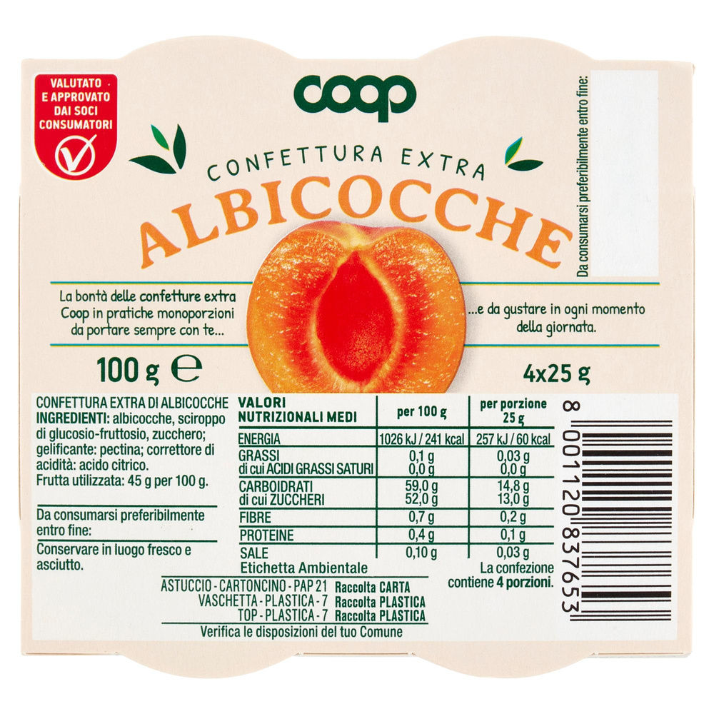 CONFETTURE ALBICOCCHE EXTRA COOP - CLUSTER 4X25G - 2