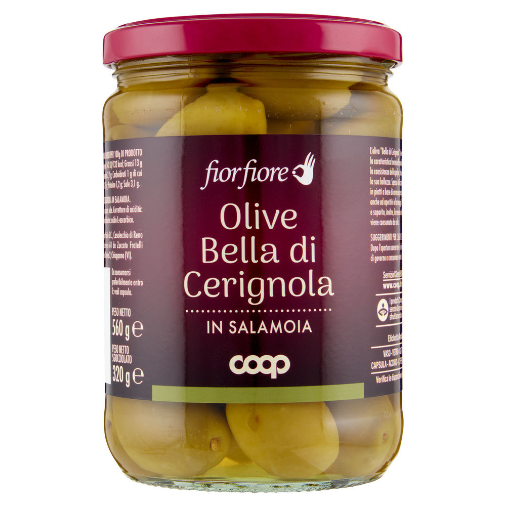 Olive bella di cerignola fior fiore coop vv g 560 sgocc g 320