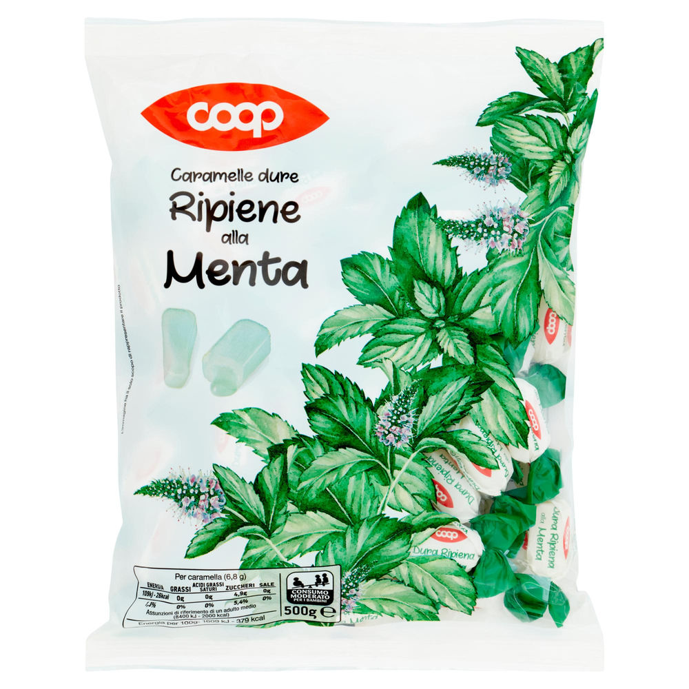 Caramelle dure ripiene alla menta coop busta g 500