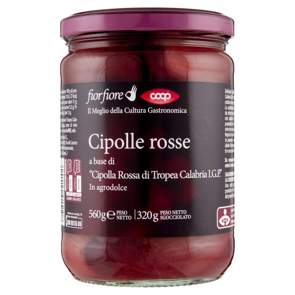 CIPOLLE ROSSE DI TROPEA SOTT'ACETO FIOR FIORE COOP IGP VASO VETRO G560 SGOC.G320 - 6