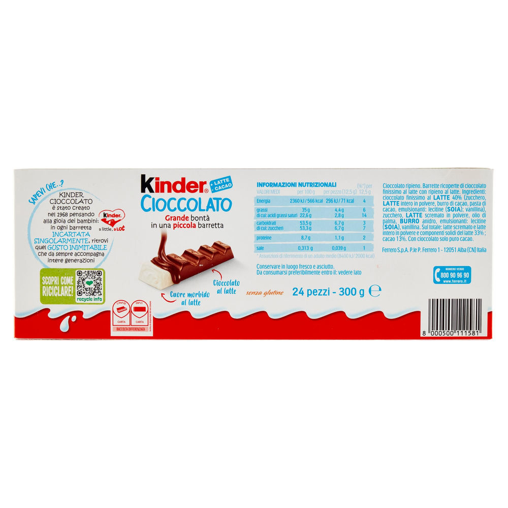 BARRETTE KINDER CIOCCOLATO T/24 ASTUCCIO G 300 - 1