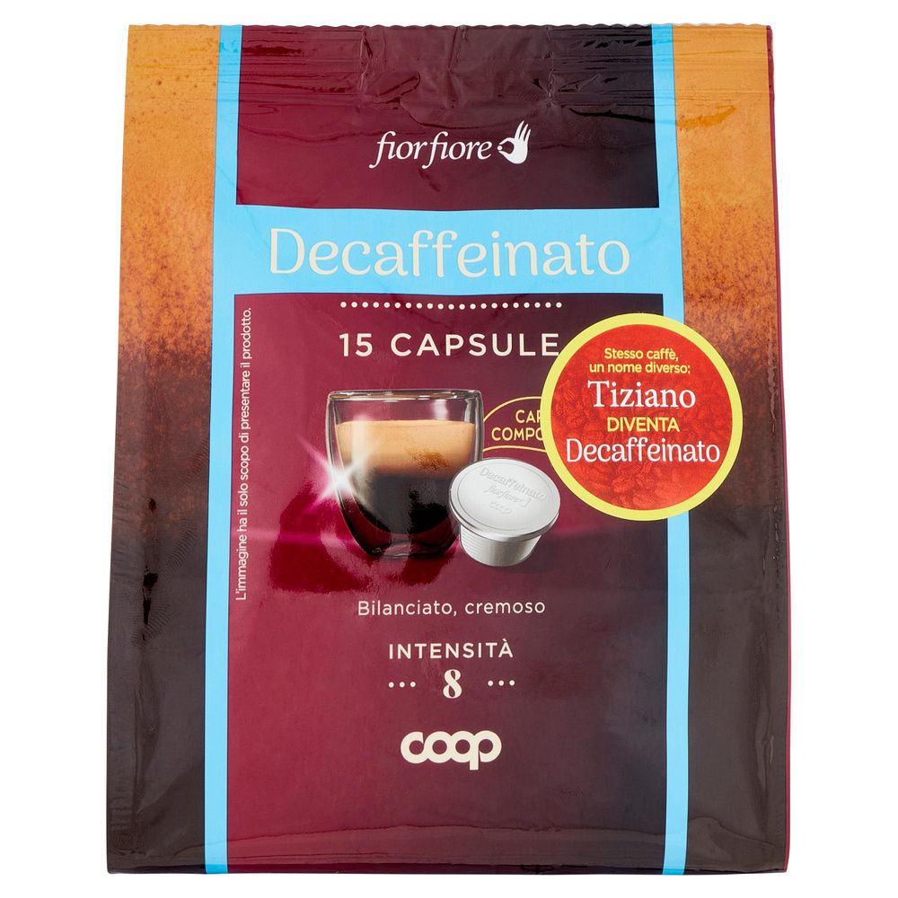 CAFFE' DECAFFEINATO IN CAPSULE COMPOSTABIL "TIZIANO" FIOR FIORE COOP PZ 15 G 95 - 3