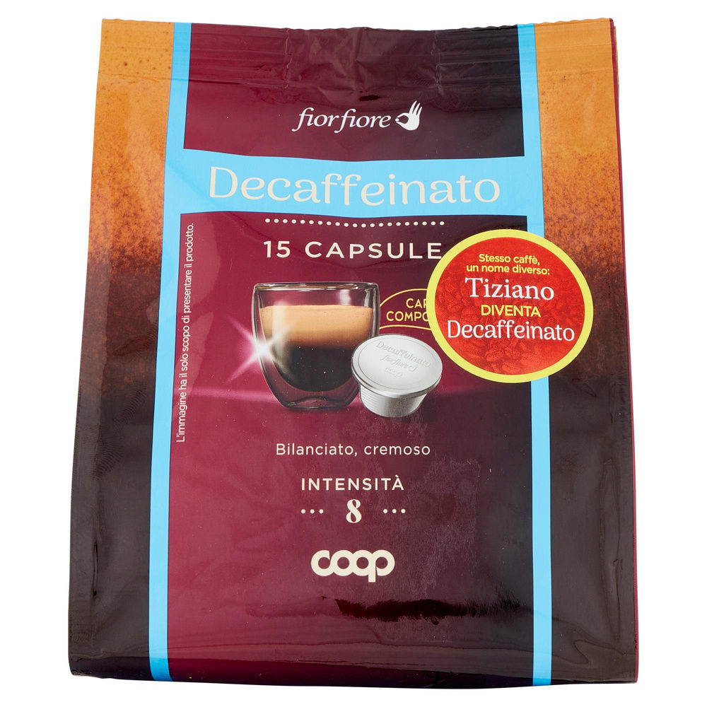 CAFFE' DECAFFEINATO IN CAPSULE COMPOSTABIL "TIZIANO" FIOR FIORE COOP PZ 15 G 95 - 7