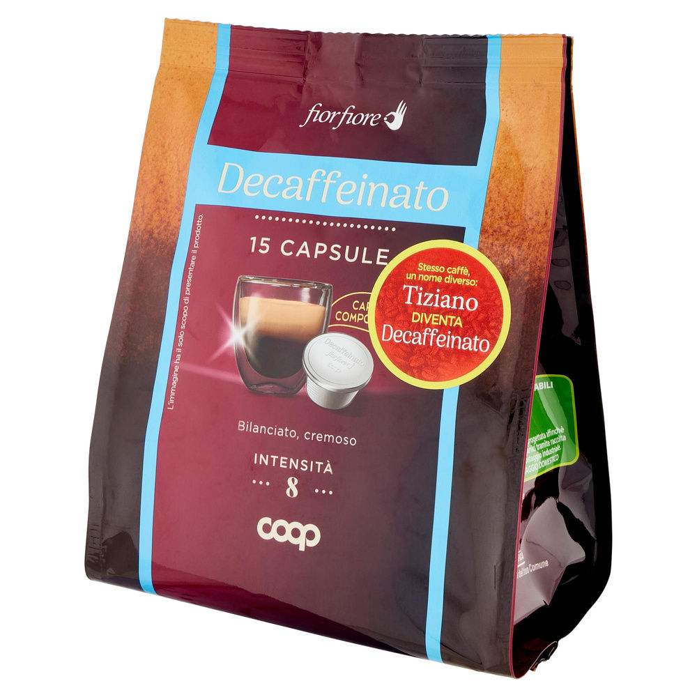 CAFFE' DECAFFEINATO IN CAPSULE COMPOSTABIL "TIZIANO" FIOR FIORE COOP PZ 15 G 95 - 8