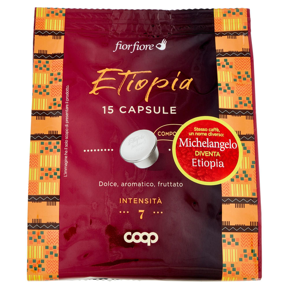 Caffè caps.compost.or.etiopia arabica100%"michelangelo"fior fiore coop 15pz g 95