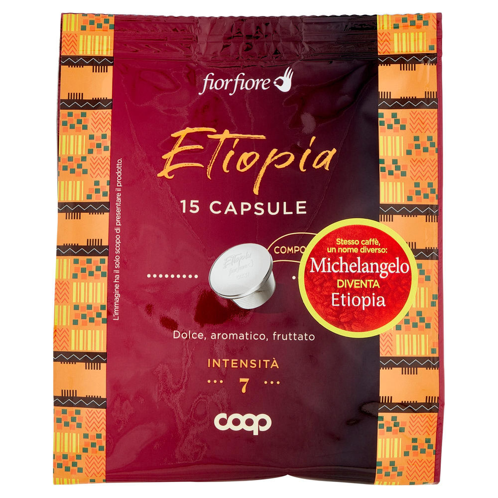 CAFFÈ CAPS.COMPOST.OR.ETIOPIA ARABICA100%"MICHELANGELO"FIOR FIORE COOP 15PZ G 95 - 6