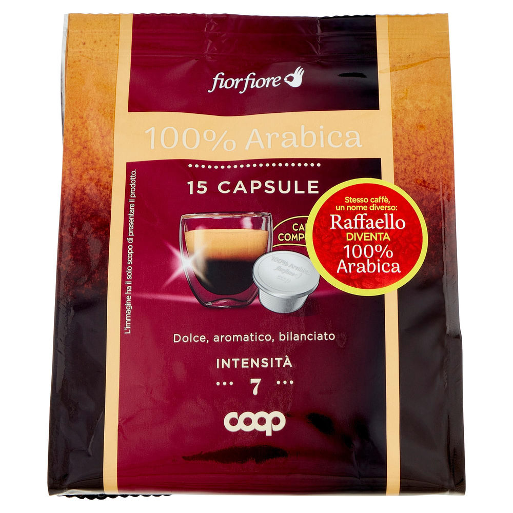 Caffe' 100% arabica capsule compostabili "raffaello" fior fiore coop pz 15 g 95