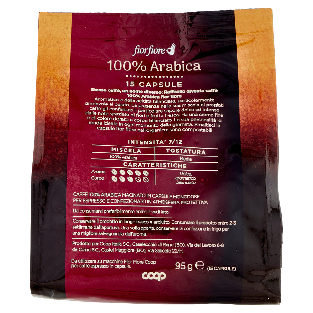 CAFFE' 100% ARABICA CAPSULE COMPOSTABILI "RAFFAELLO" FIOR FIORE COOP PZ 15 G 95 - 1