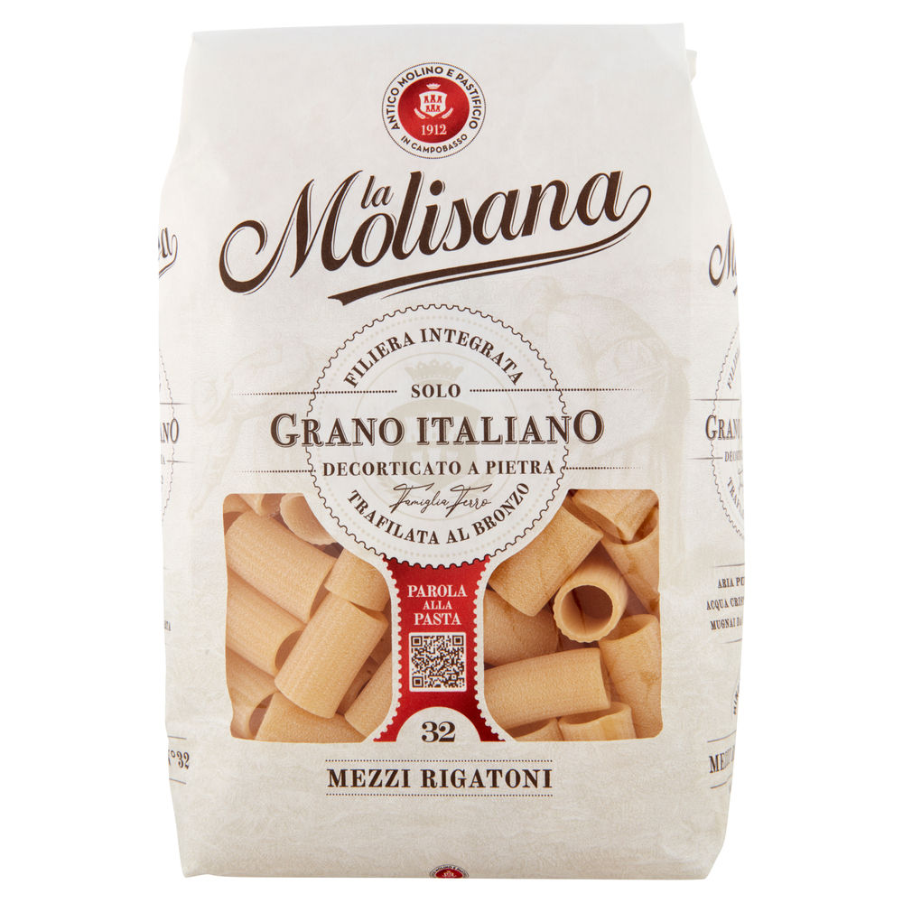 Pasta di semola mezzi rigatoni n.32 traf. bronzo la molisana  g 500