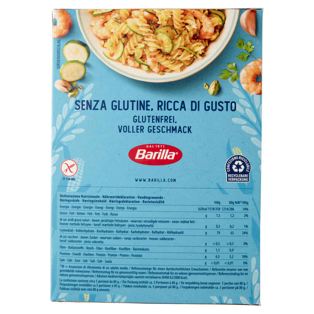 PASTA SENZA GLUTINE FUSILLI BARILLA CARTONE G 400 - 1