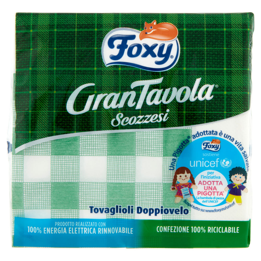 Tovaglioli foxy gran tavola 2v 33x33 scozzesi cello pz.43