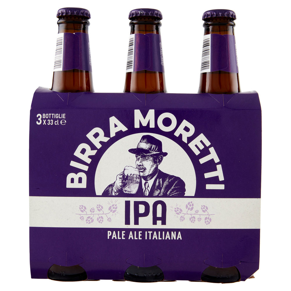 BIRRA MORETTI LA IPA 5,2 GRADI CLUSTER ML 330 X 3 - 1