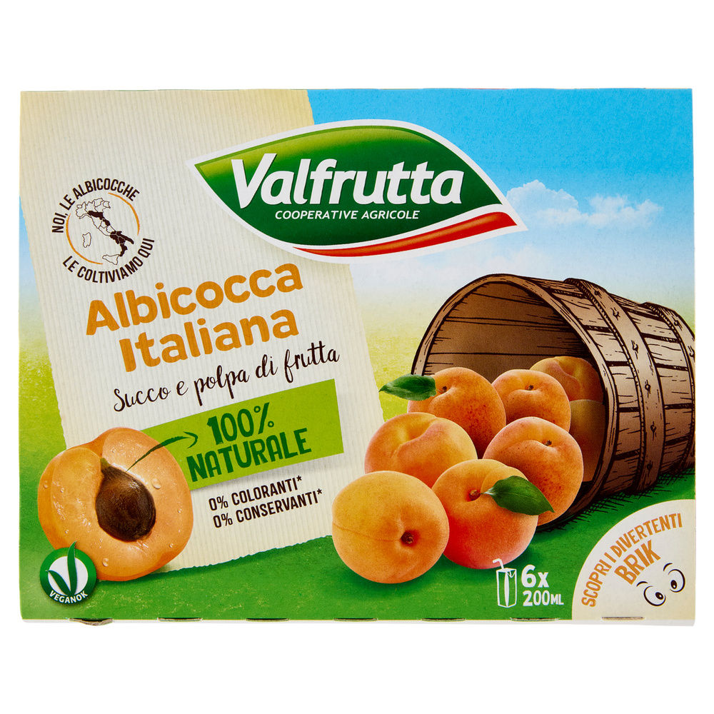SUCCO E POLPA ALBICOCCA VALFRUTTA CLUSTER ML 200 X 6 - 0